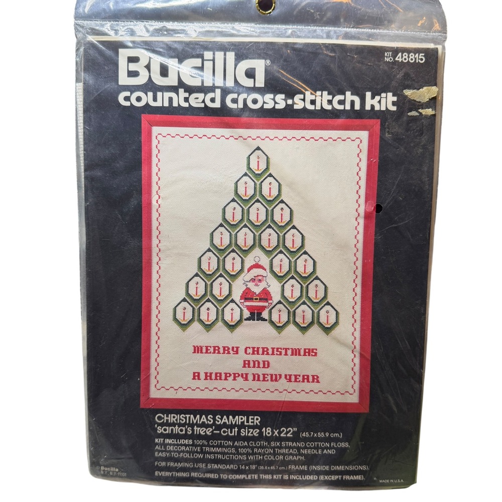 Bucilla Counted Cross Stitch Kit 48815 Santas Tree Christmas Sampler Vintage New